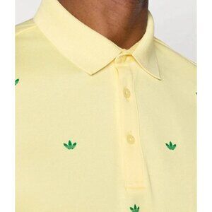 adidas Originals Men's Printed Trefoil Yellow Novelty Golf Polo Size Large